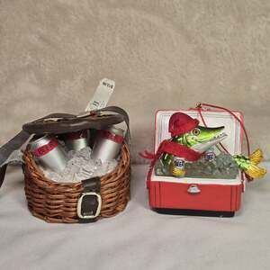 TrimMerry Treasures Beer Cooler & Fishing Ornaments Set ShopKo Vintage Christmas
